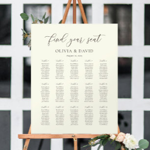 Poster Plan de table couleur ivoire et taupe Script 15
