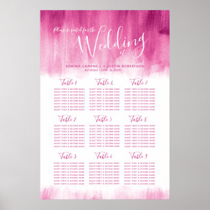 Poster plan de table d'art abstrait rose-rouge mariage