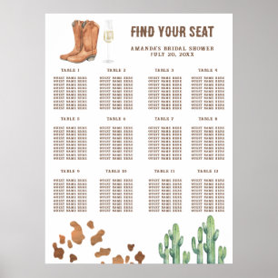 Poster Plan de table de Baby Shower Boots and Bubbly