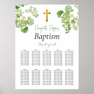 Poster Plan de table de baptême de verdure