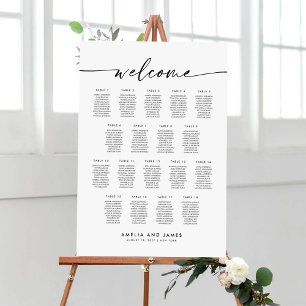 Poster Plan de table de bienvenue élégant pour 18 tables