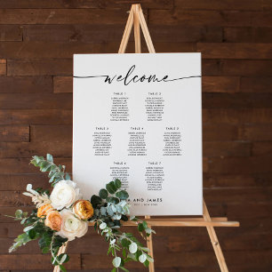 Poster Plan de table de bienvenue élégant pour 7 tables