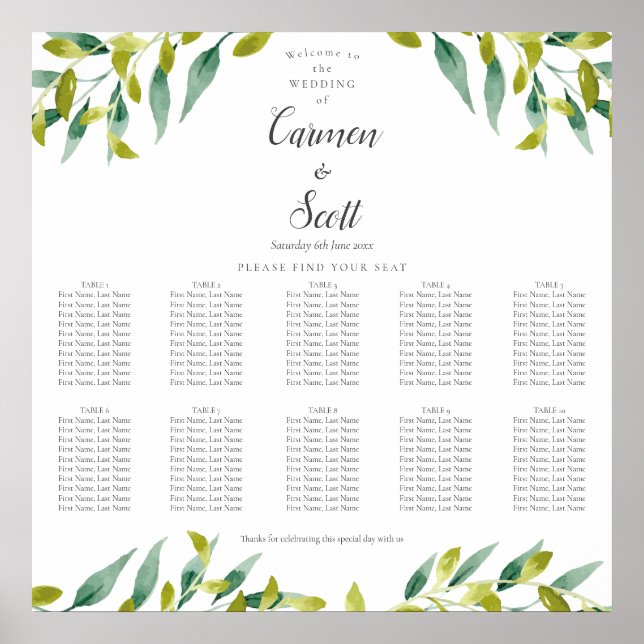 Poster Plan de table de jardin champêtre (Devant)