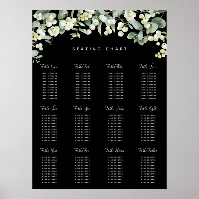 Poster Plan de table de la fête de Noël Snowberry (Devant)