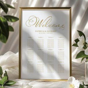 Poster Plan de table de mariage 12 tables Feuille d'or