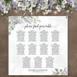 Poster Plan de table de mariage à 11 tables Lavande Eucal