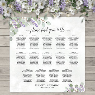 Poster Plan de table de mariage à 14 tables Eucalyptus La