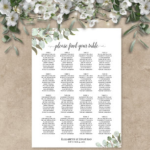 Poster Plan de table de mariage à 16 tables avec branches
