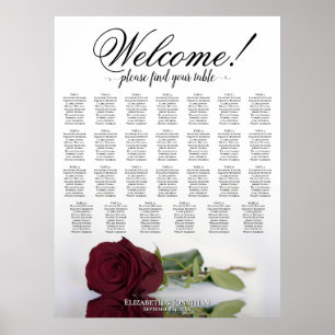 Poster Plan de table de mariage à 27 tables avec rose bor