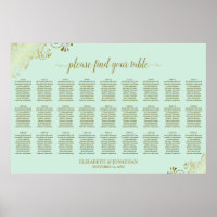 Plan de table de mariage à 27 tables Vert Menthe &