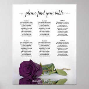 Poster Plan de table de mariage à 6 tables Rose Violet pr