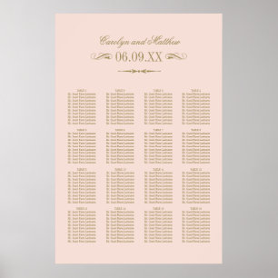 Poster Plan de table de mariage à l'ancienne avec une tou