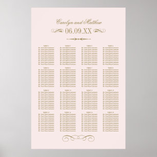 Poster Plan de table de mariage à l'ancienne rose vintage
