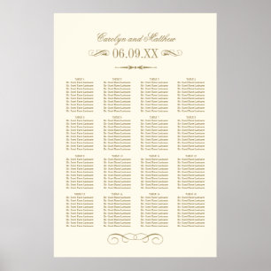 Poster Plan de table de mariage à l'ivoire ancien avec fi