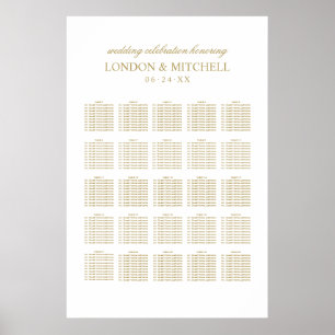 Poster Plan de table de mariage à monogramme classique en