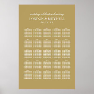 Poster Plan de table de mariage à monogramme en or classi