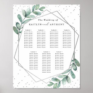 Poster Plan de table de mariage à motif géométrique d'euc