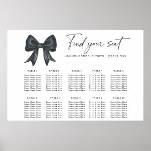 Poster Plan de table de mariage à ruban noir