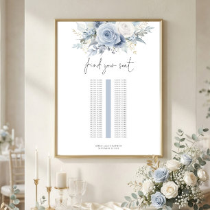 Poster Plan de table de mariage à une seule table avec fl