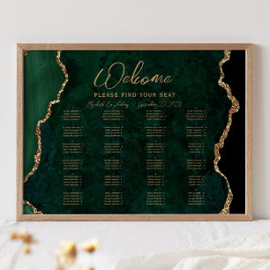 Poster Plan de table de mariage alphabétique en Agate Ver