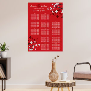 Poster Plan de table de mariage asiatique Double Xi Ceris