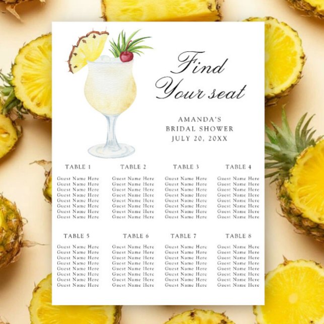 Poster Plan de table de mariage au cocktail d'ananas (Créateur téléchargé)