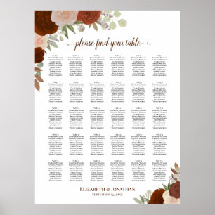 Poster Plan de table de mariage aux roses rustiques d'aut