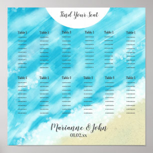 Poster Plan de table de mariage avec effet Bokeh aquarell