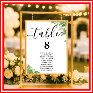 Poster Plan de table de mariage avec feuillage vert sauge