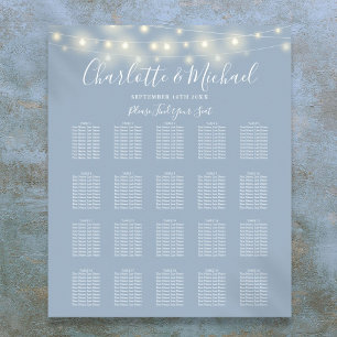 Poster Plan de table de mariage bleu poussiéreux avec gui