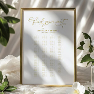 Poster Plan de table de mariage calligraphié en or
