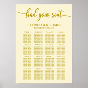 Poster Plan de table de mariage calligraphie or ivoire