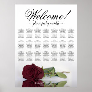 Poster Plan de table de mariage Chic 21 Table Rose Bourgu