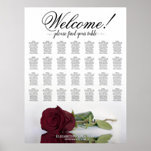 Poster Plan de table de mariage chic bordeaux Rose 28