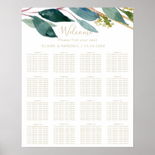 Poster Plan de table de mariage chic géométrique doré ave