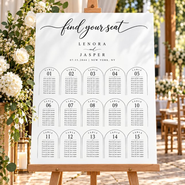 Poster Plan de table de mariage classique à arc script 15 (Créateur téléchargé)