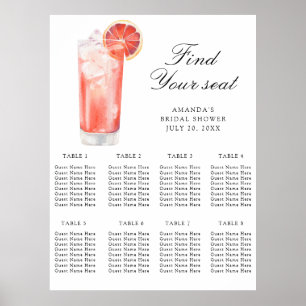 Poster Plan de table de mariage cocktail de citrons aquar