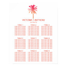 Plan de table de mariage de la plage de Palm Tree,