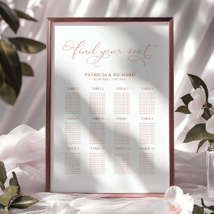 Poster Plan de table de mariage élégant 12 tables