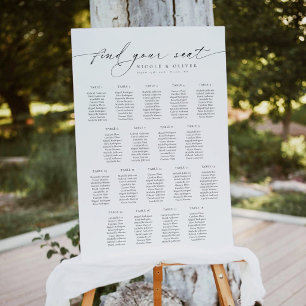 Poster Plan de table de mariage élégant 18 tables
