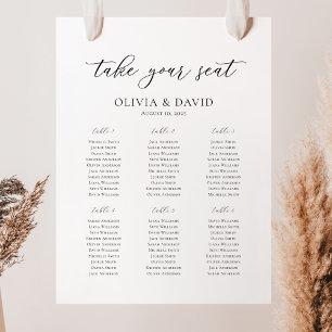 Poster Plan de table de mariage élégant 6 tables