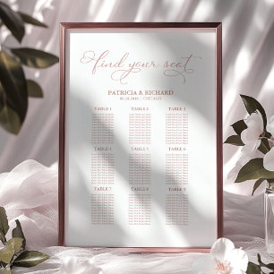 Poster Plan de table de mariage élégant 9 tables