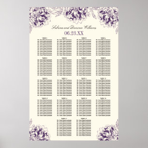 Poster Plan de table de mariage élégant aux fleurs de piv
