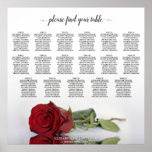 Poster Plan de table de mariage élégant avec rose rouge 1