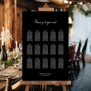 Poster Plan de table de mariage élégant noir 15