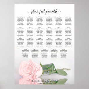 Poster Plan de table de mariage élégant Rose rose 23 Tabl