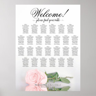 Poster Plan de table de mariage élégant Rose rose 26