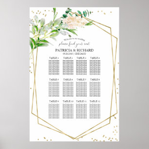 Poster Plan de table de mariage élégant verdure