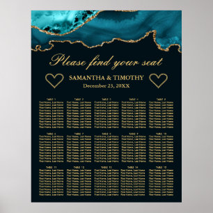 Poster Plan de table de mariage en agate pailletée de sar