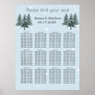 Poster Plan de table de mariage en pin hivernal rustique